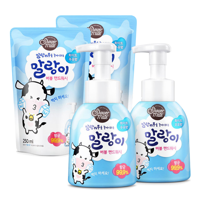 말랑카우 말랑이 버블 핸드워시 300ml 용기 1개+250ml 리필 4개 - 상세 이미지 4