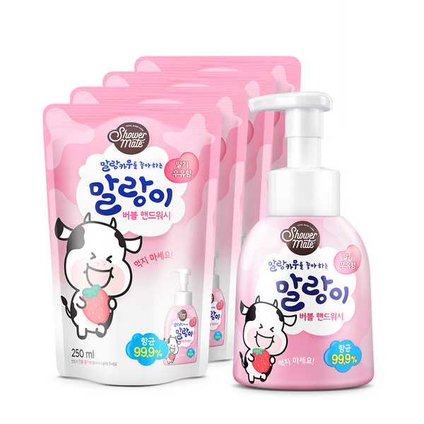 말랑카우 말랑이 버블 핸드워시 300ml 용기 1개+250ml 리필 4개 - 상세 이미지 3