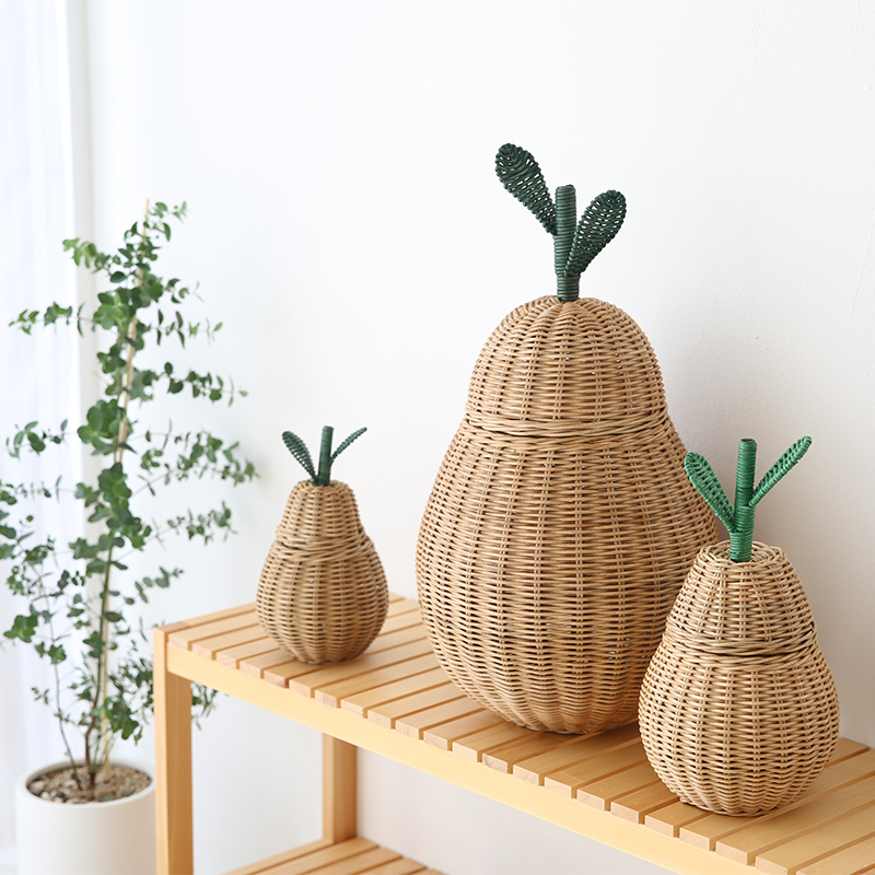 라탄 장난감바구니 수납 바스켓 정리 과일모양 원형 옷 야채 소품 머쉬룸