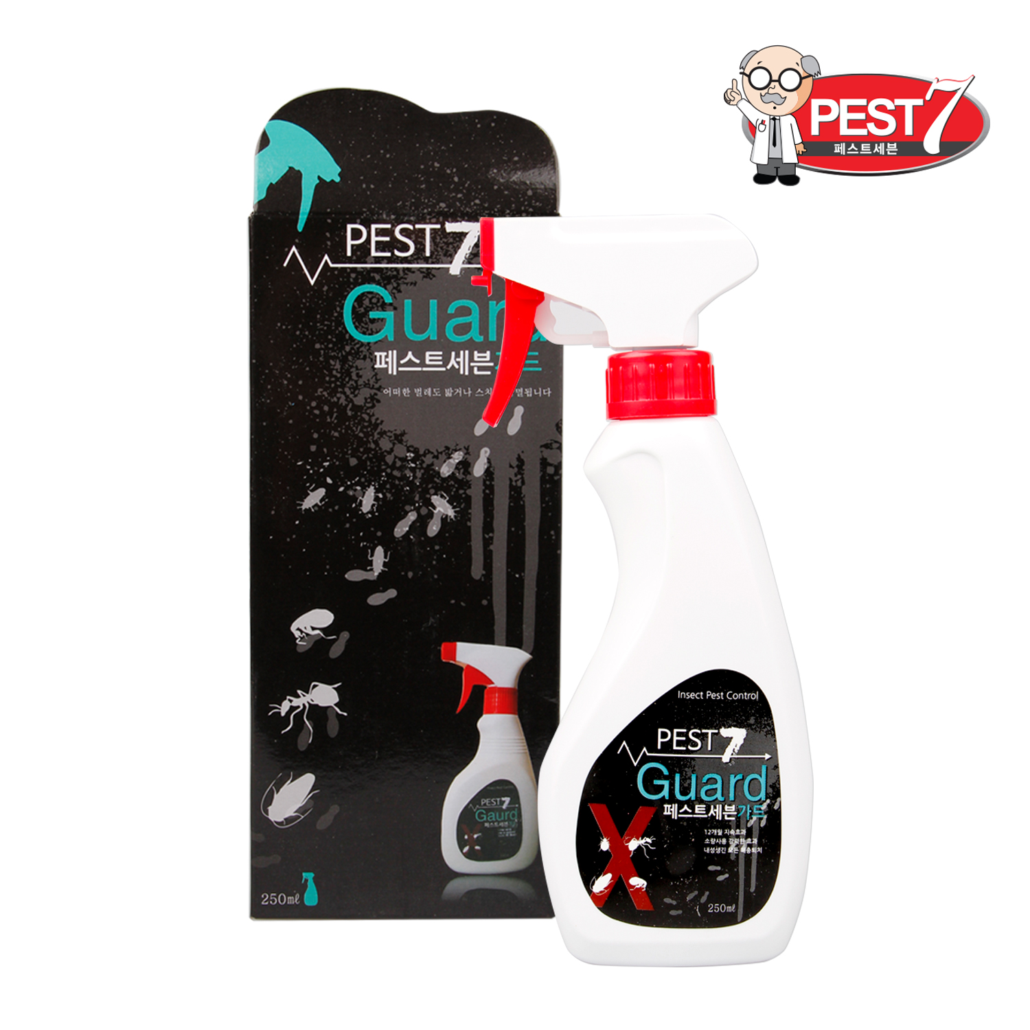 1+1 페스트세븐가드250ml 빈대 제거제 혹파리 박멸 퇴치제 퇴치법 뿌리는 스프레이 바퀴벌레약 러브버그 권연벌레 먼지다듬이 그리마 흰개미 기피제 살충제 빨간진드기 책벌레 퇴치약