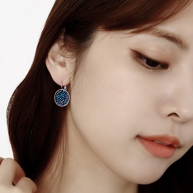 오스트리아 크리스탈 써클 원터치 귀걸이 - 상세 이미지 4