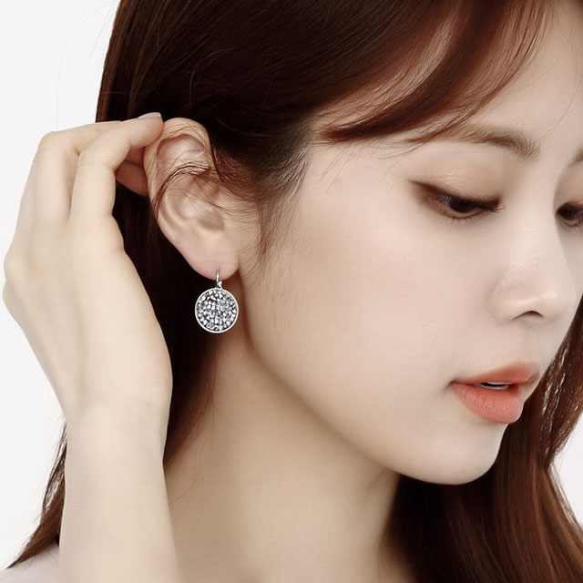 오스트리아 크리스탈 써클 원터치 귀걸이 - 상세 이미지 2