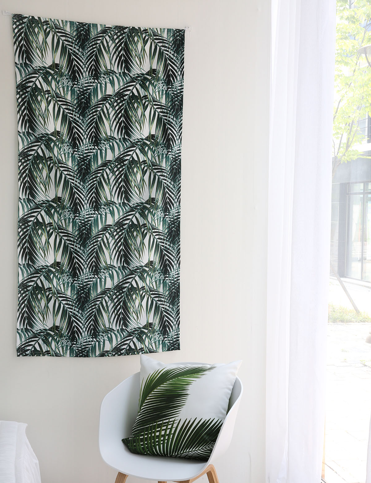 엠시베딩 패브릭포스터 썸머트리 거실 침실 인테리어 가림막커튼 이사선물