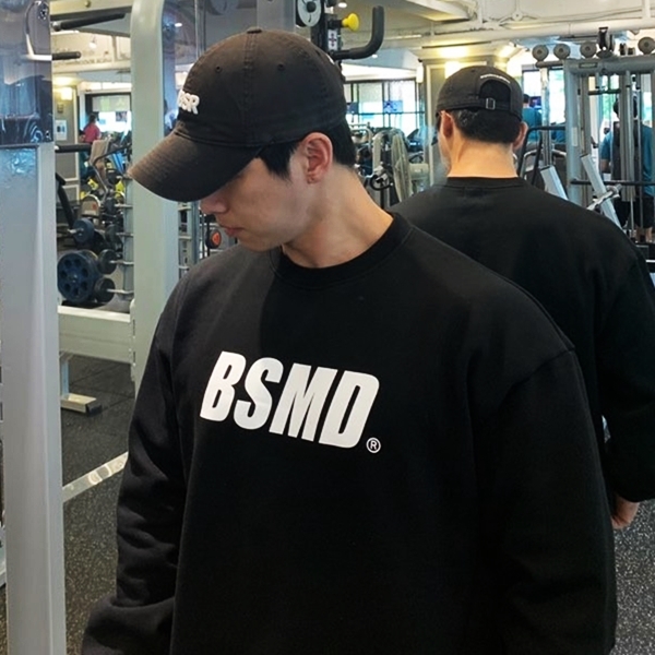 비스트모드 데일리 기모 맨투맨 헬스 오버핏 짐웨어 긴팔 티셔츠 블랙 BSMD 제품 이미지