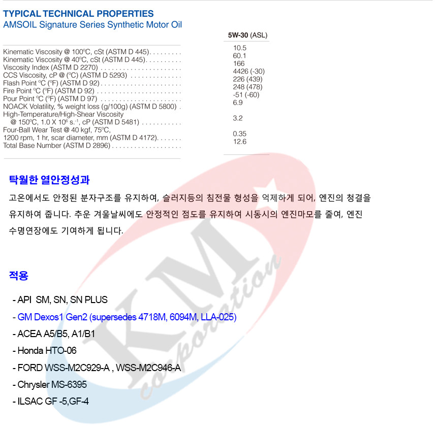암스오일 시그니처 5W30 API SP, SN PLUS, dexos1 GEN2 등급 노킹현상감소 : 네이버 블로그