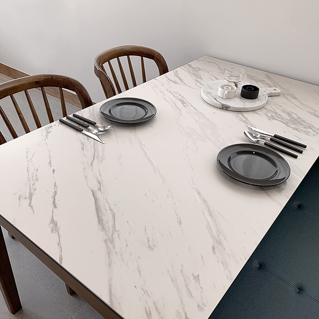 하프 4인용 원목 포세린 세라믹 식탁세트 식탁+의자2+벤치1, 1400mm, 마블화이트