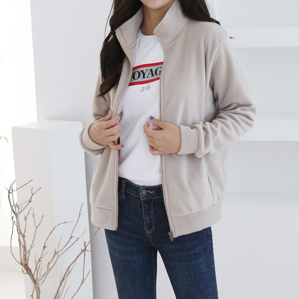 여자 가을 겨울 10컬러 베이직 폴라 후리스 집업 - 상세 이미지 2