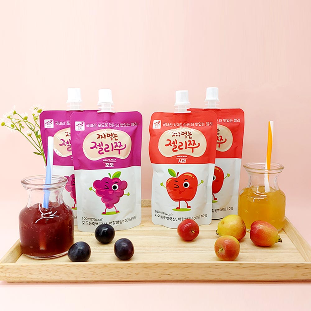맑은농장 짜먹는 젤리쭈 포도 100ml x 10개입 곤약젤리 사과 저칼로리 간식 - 상세 이미지 4