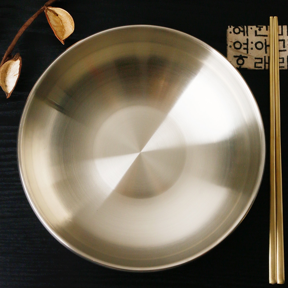 태조 티타늄 이중 냉면기 물회 스텐 냉면 비빔밥 그릇 5개, 20.5cm, 골드 - 상세 이미지 3