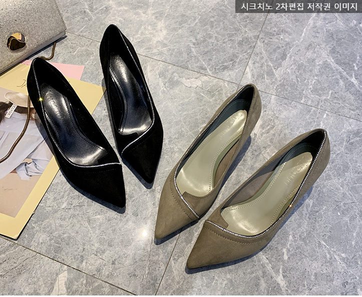 포엘비 7cm 큐빅 스웨이드 펌프스 구두 2color 상세 이미지 3