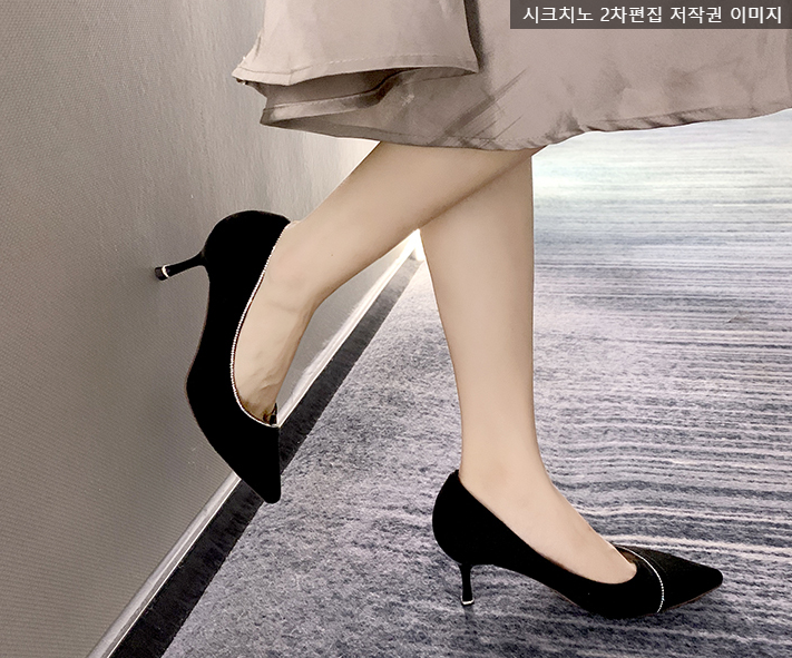 포엘비 7cm 큐빅 스웨이드 펌프스 구두 2color 상세 이미지 6