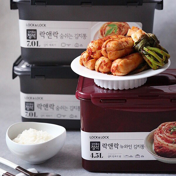 락앤락 스텐 김치통 3.8L 외 뉴와인 발효숙성용기 숨쉬는김치통 비스프리모듈러 - 상품 이미지