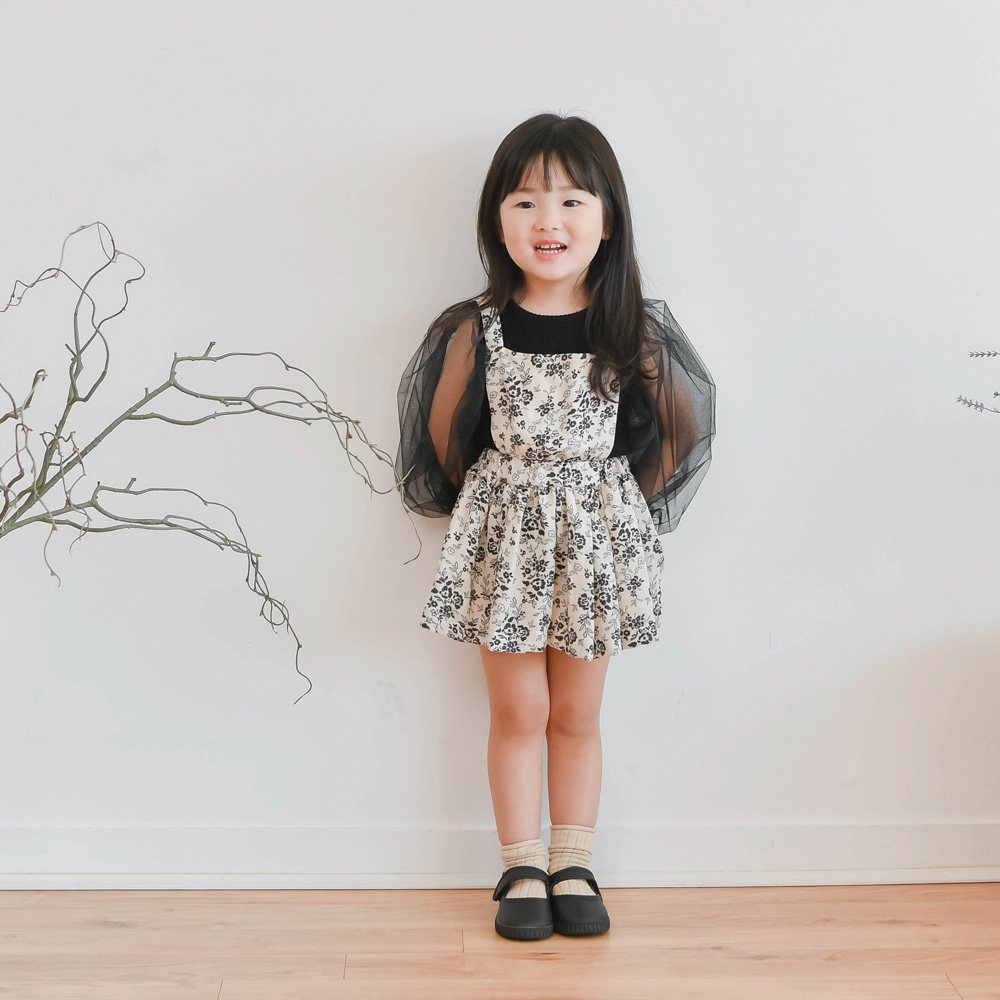 에스토 멜빵스커트 여아 아동 아이보리 보통핏 면 - 상세 이미지 3