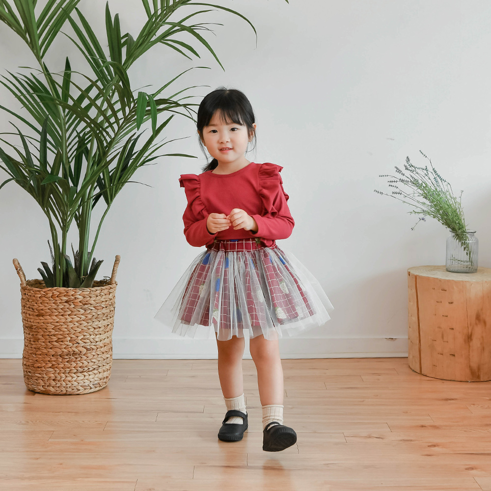 라브프릴티 여아 아동 베이직 기본티 보통핏 와인 아이보리 블랙 보통핏 면 - 상세 이미지 4