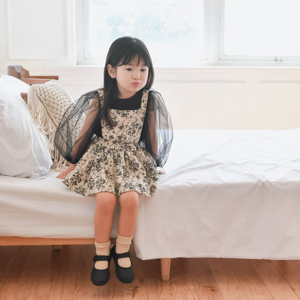 에스토 멜빵스커트 여아 아동 아이보리 보통핏 면 - 상세 이미지 4
