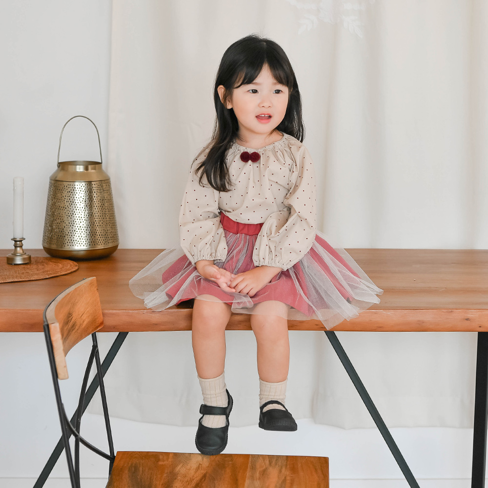 애즈라 메쉬 기본스커트 베이직 여아 아동 와인 블랙 튜튜 보통핏 - 상세 이미지 4