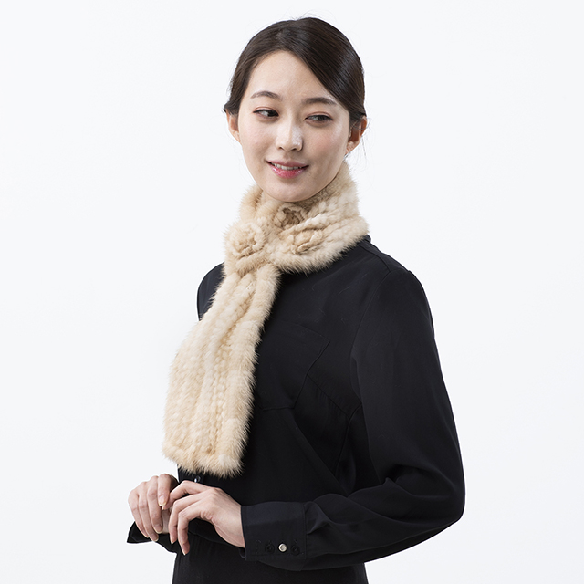 우리모피 엘레강스 장미 밍크머플러 목도리 팔로미노 - 상세 이미지 3