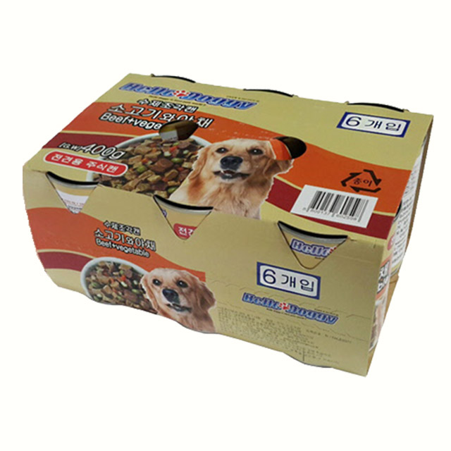 헬로도기 대용량 애견 간식 캔 수제조각 소고기 야채, 400g, 24개 - 상세 이미지 3