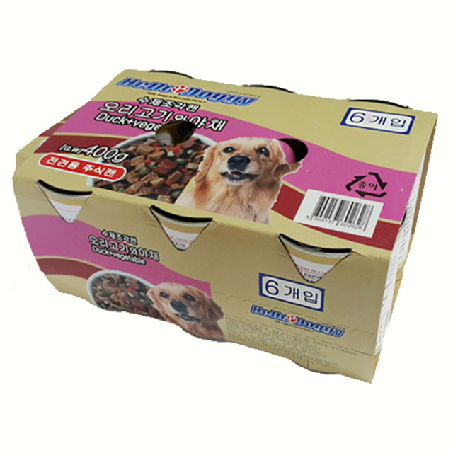 헬로도기 대용량 애견 간식 캔 수제조각 오리고기 야채, 400g, 24개 - 상세 이미지 3