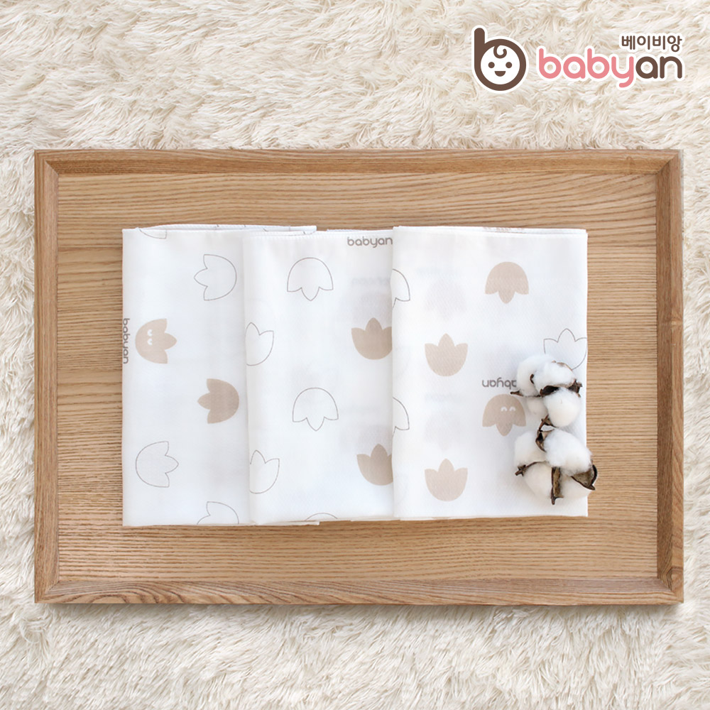 베이비앙 국내산 무형광 신생아 아기 유아 엠보 순면 대나무 오가닉 거즈 가제손수건 10장