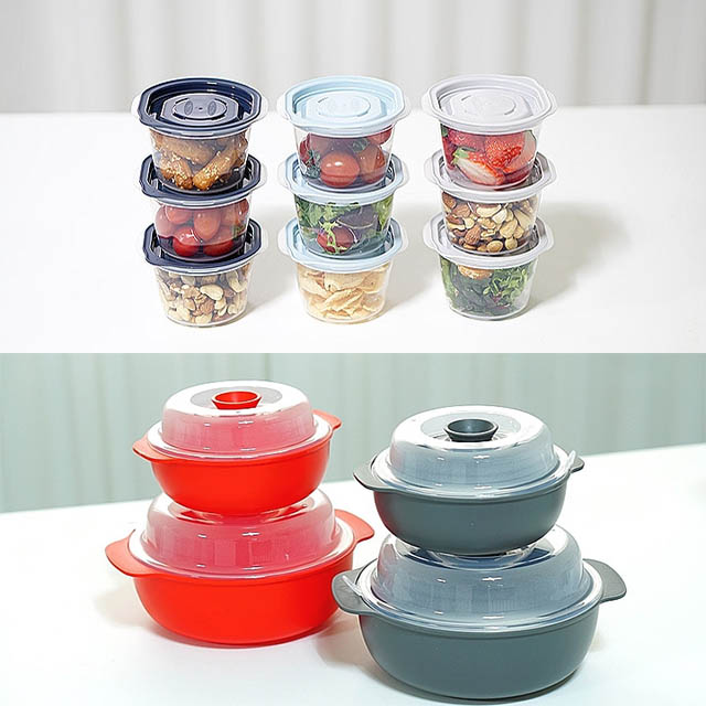 전자렌지 용기 모음 찜기1+1 밥용기 라면용기 냉동밥보관용기13p(275ml)