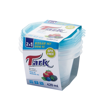 동양케미칼 탁 투명 밀폐용기 다목적 보관용기 420ml 3P 원형 (BS-222) - 메인 이미지