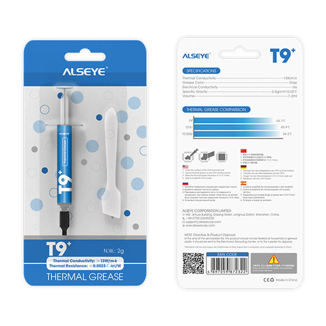 ALSEYE T9+ 써멀 컴파운드 2g (열전도율 13W/mk) : 제우플러스