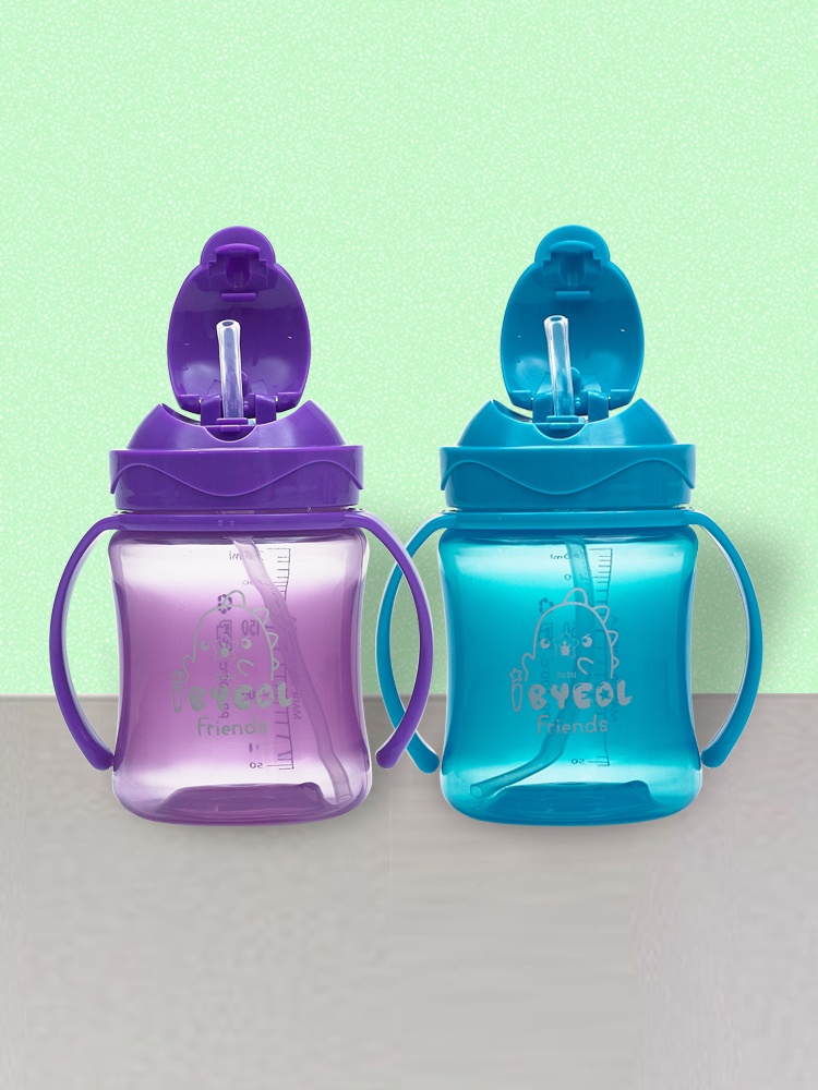 아이별프렌즈 플립 컬러 PP 유아 빨대컵 250ml 새지않는 어린이집 원터치 물병 물통 - 상세 이미지 3