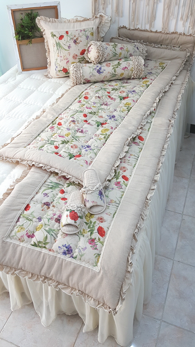 오월 로즈 린넨 쇼파패드 3인용 4인용 돌쇼파 매트 맞춤 제작