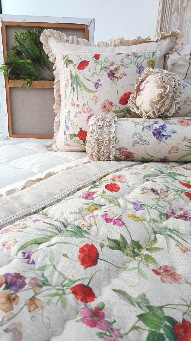 오월 로즈 린넨 쇼파패드 3인용 4인용 돌쇼파 매트 맞춤 제작