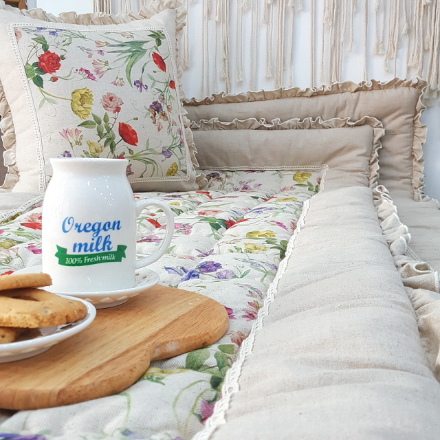 오월 로즈 린넨 쇼파패드 3인용 4인용 돌쇼파 매트 맞춤 제작