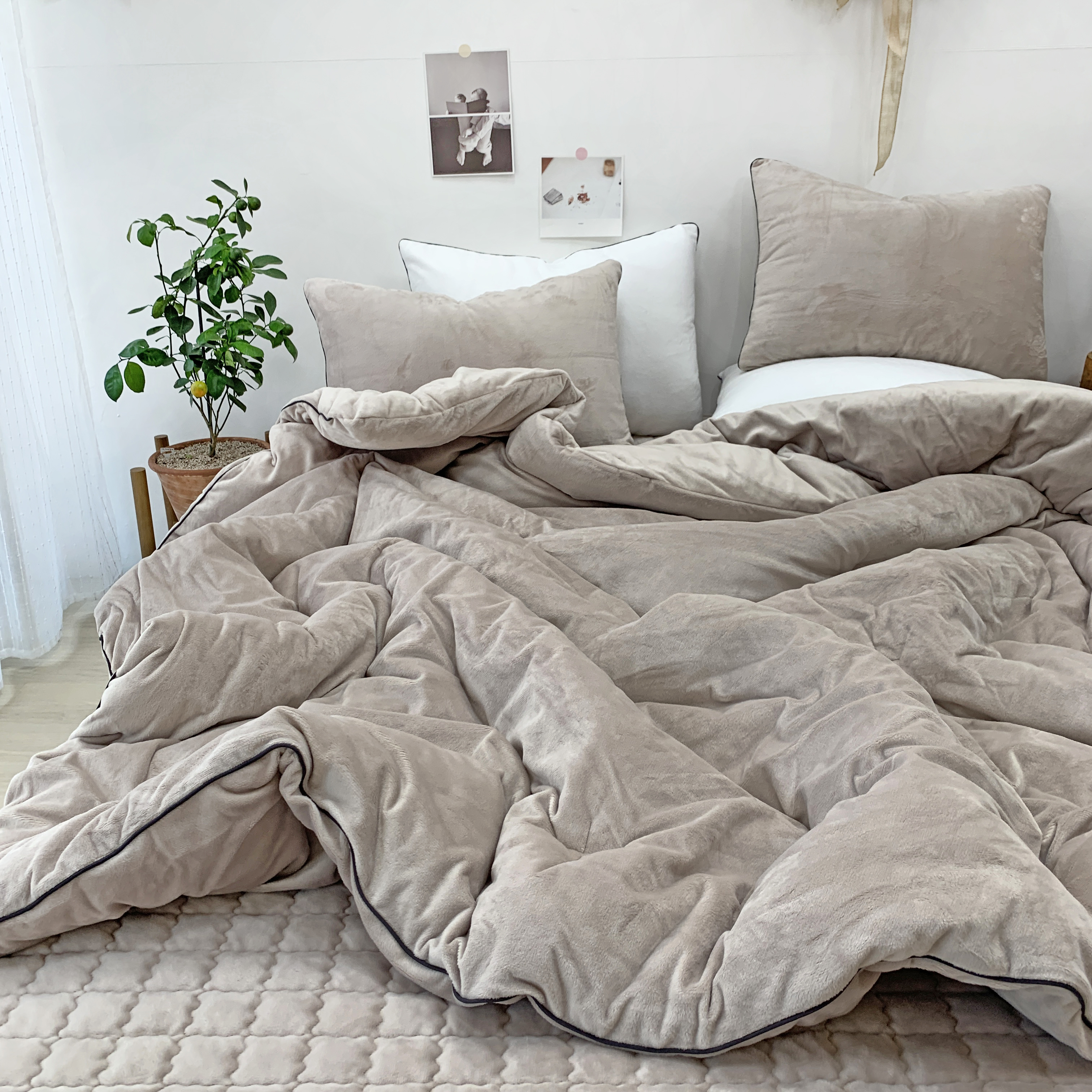 파이핑 마이크로 초극세사 호텔식 침구 겨울 차렵 이불 S/SS