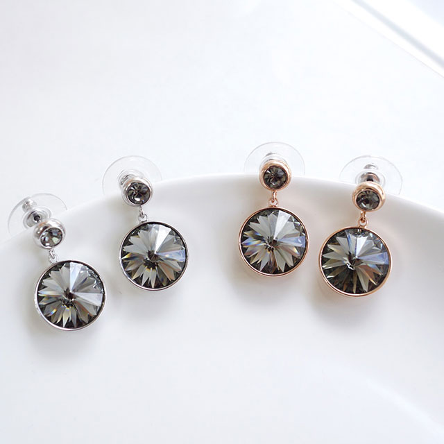 오스트리아 크리스탈  블랙다이아 써클 드롭 귀걸이