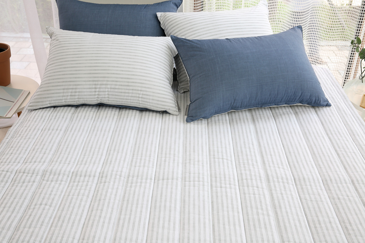 이불패드 침대패드 모달 내츄럴 스트라이프 알러지케어 고정밴드 SS