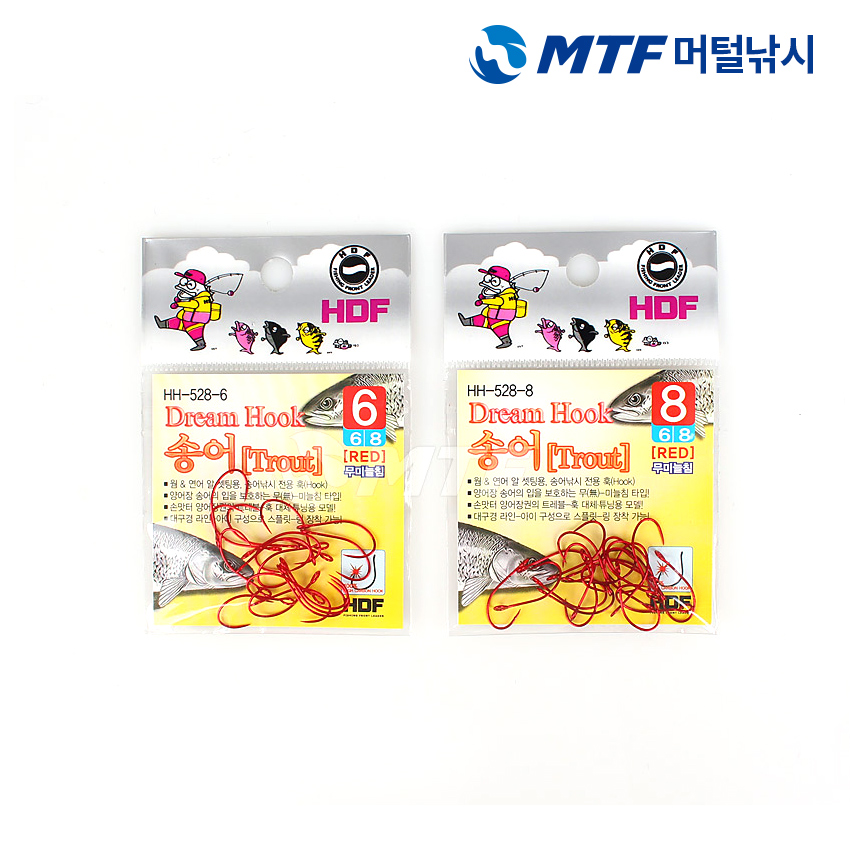 국산 해동 송어 바늘 레드 트라우트 훅 HH-528 무미늘침 - 상품 이미지