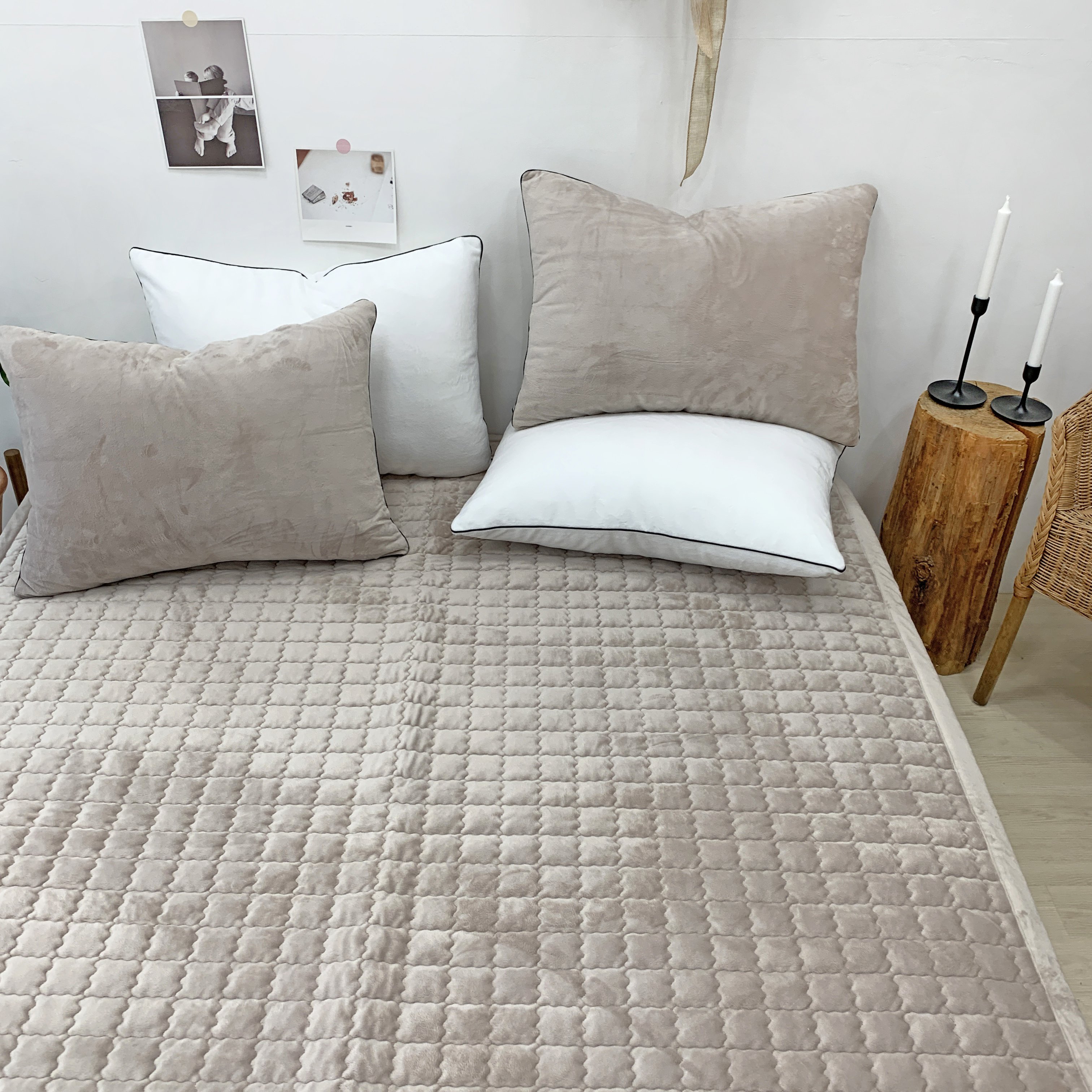 마이크로 초극세사 겨울 미끄럼방지 논슬립 매트리스 침대 패드 S/SS