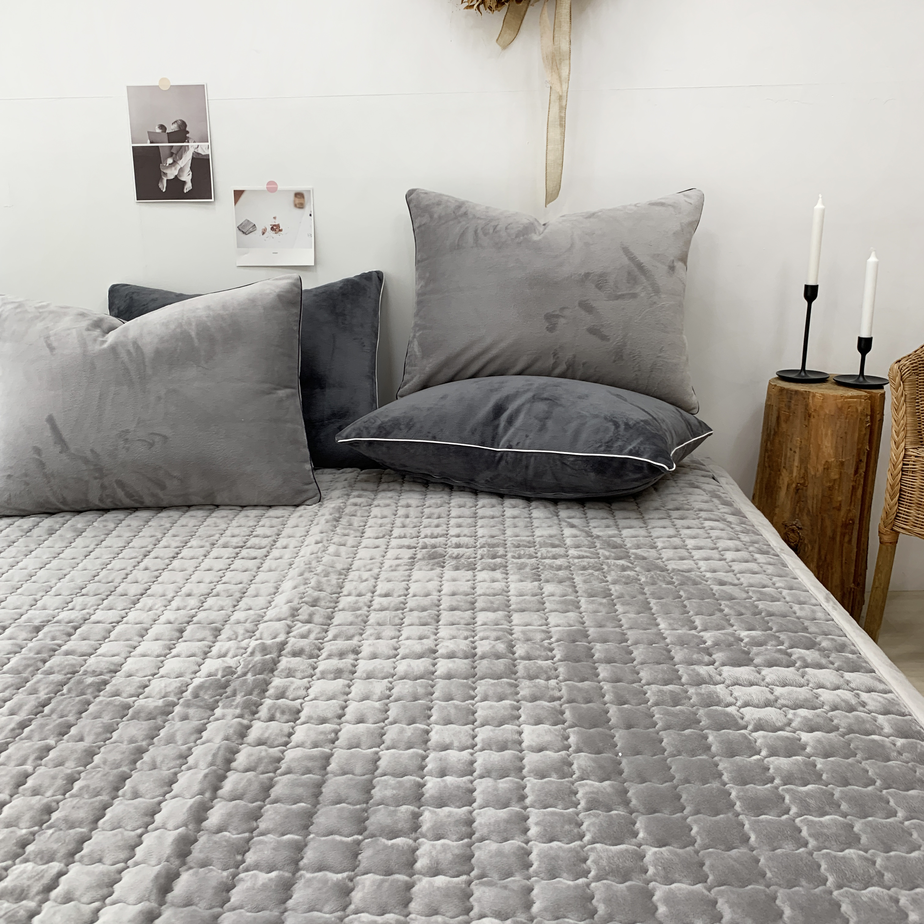 마이크로 초극세사 겨울 미끄럼방지 논슬립 매트리스 침대 패드 S/SS