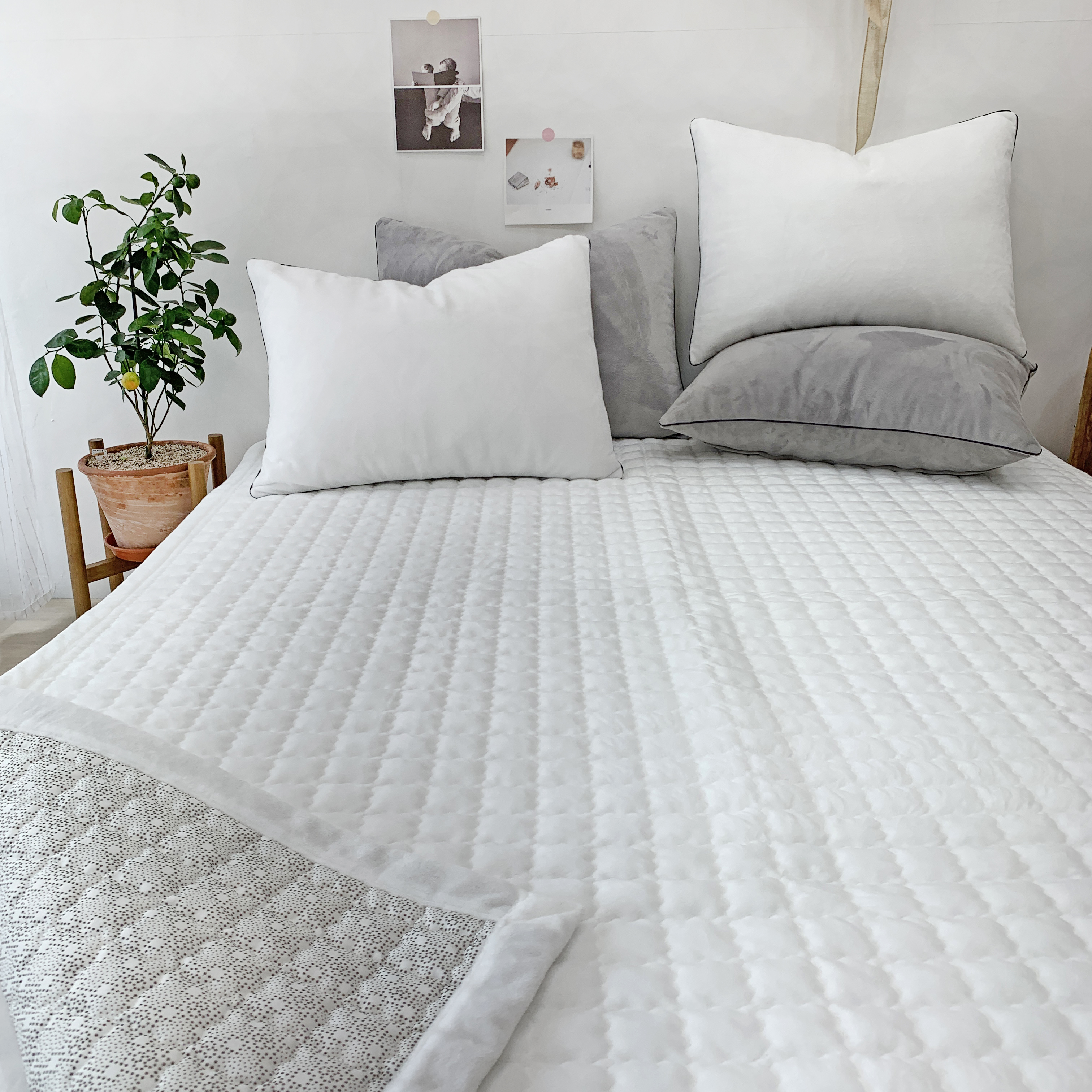 마이크로 초극세사 겨울 미끄럼방지 논슬립 매트리스 침대 패드 S/SS