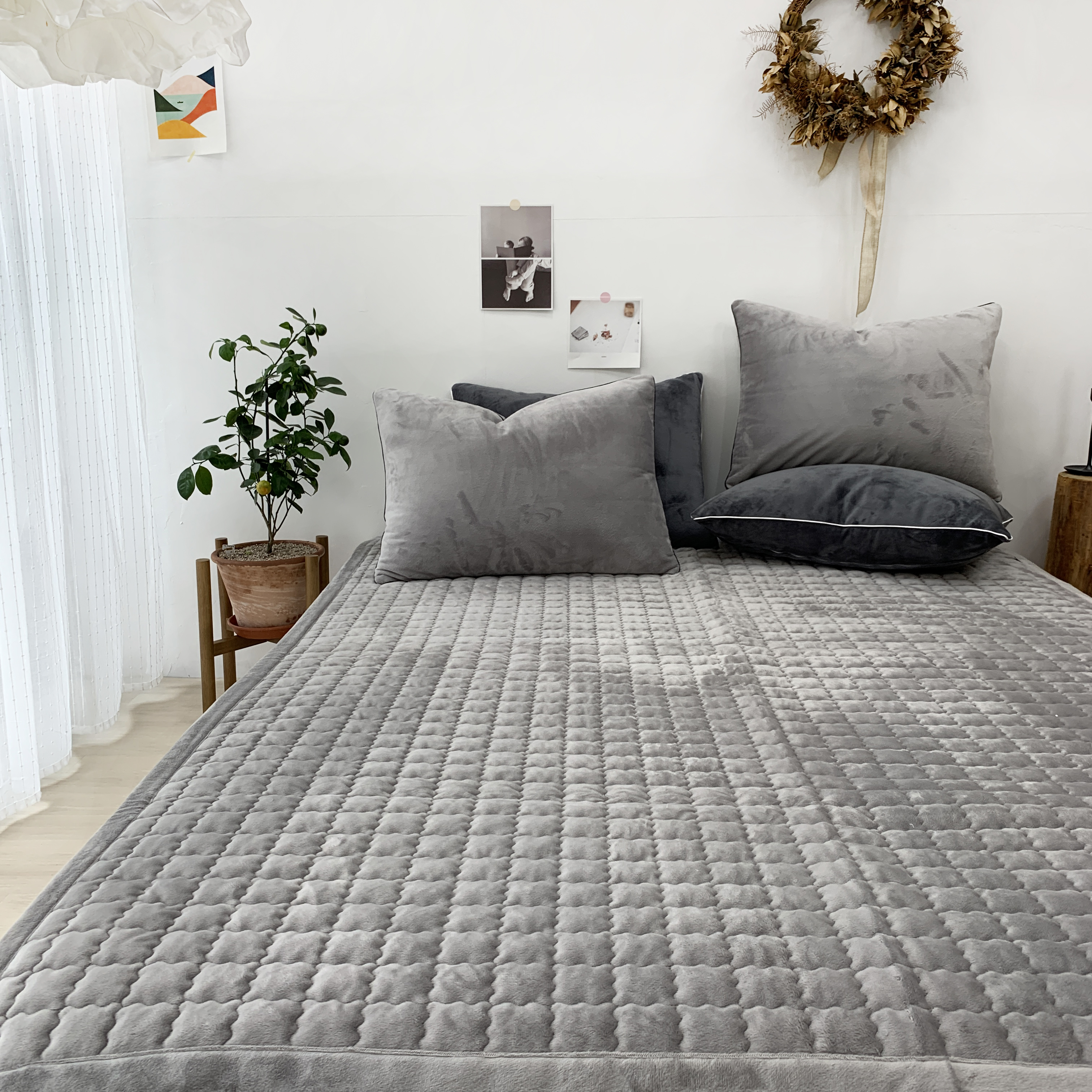 마이크로 초극세사 겨울 미끄럼방지 논슬립 매트리스 침대 패드 S/SS