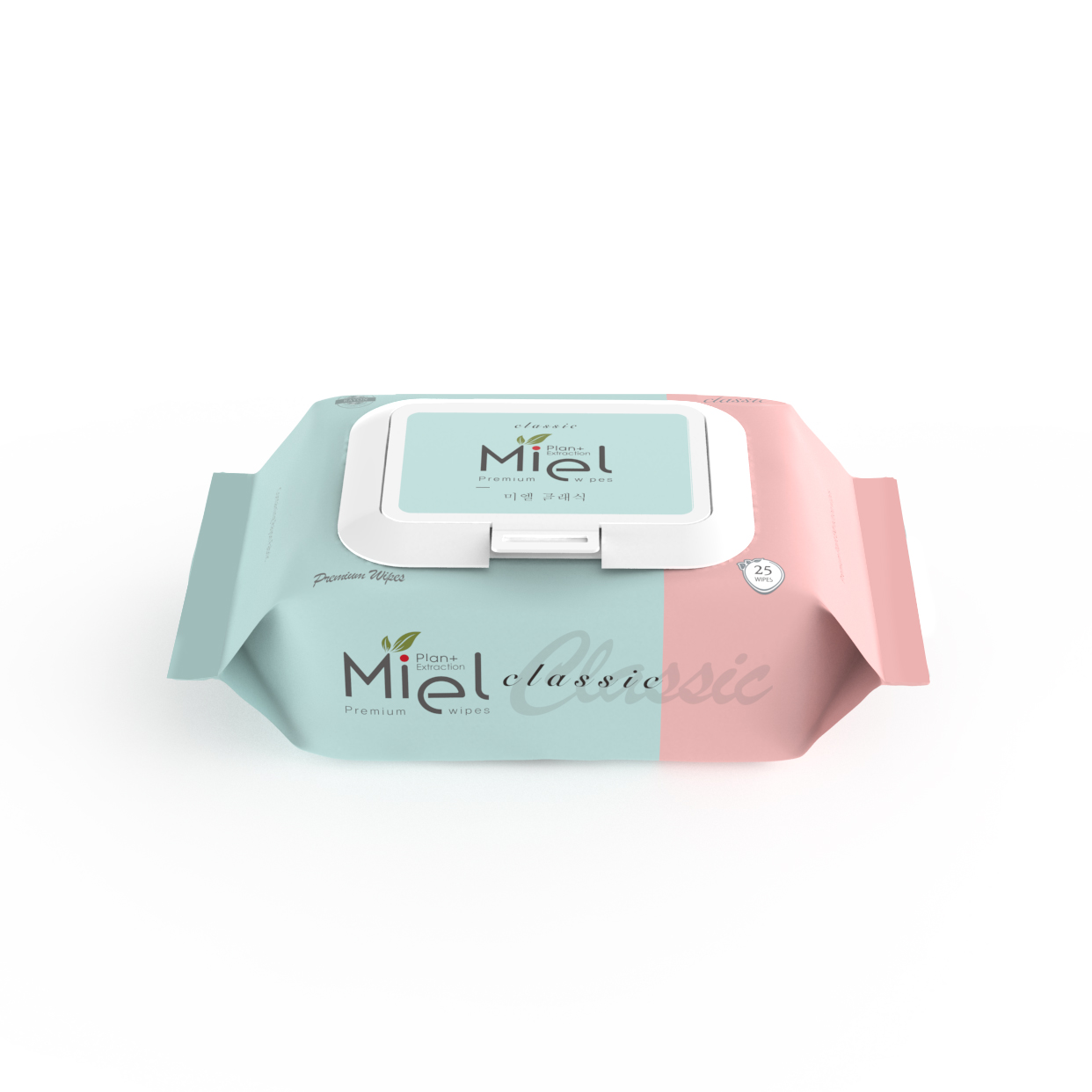 미엘 클래식 미니 포켓 물티슈 안전한 아기 유아용 휴대용 소형 25매 20팩 엠보싱 63g