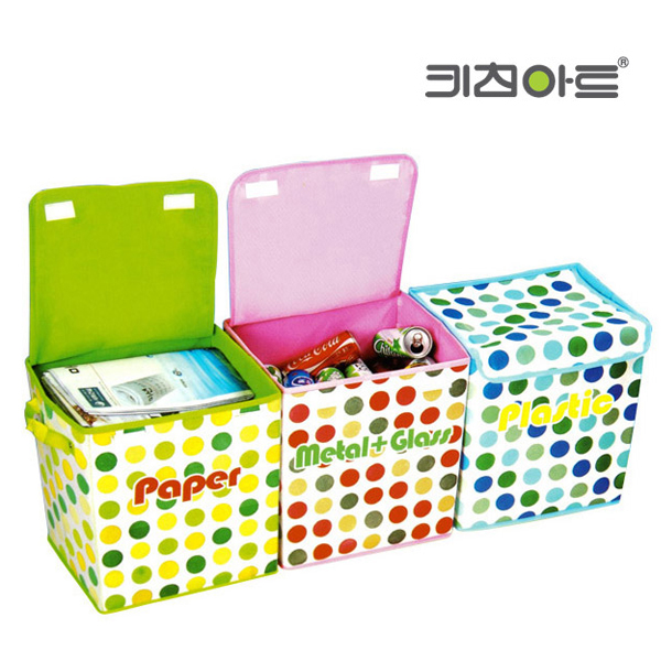 키친아트 재활용 분리수거함 PP 3단 세트 - 상세 이미지 3
