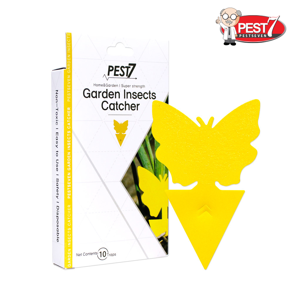 1+1 페스트세븐가든트랩(10매입) 작은 화분벌레 뿌리파리 총채벌레 나비모양 끈끈이 뿌리파리약 뿌리파리퇴치 벼멸구 날파리퇴치 총채벌레약