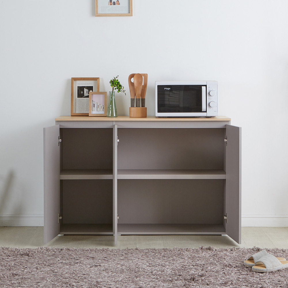 오르세 주방수납장 홈카페 맘마존 수납장 보조 틈새 커피머신선반 1200x400x800mm, 2단, 그레이 - 상세 이미지 3