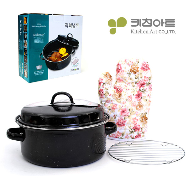 키친아트 직화냄비 군고구마 냄비 장갑포함 28cm 이미지 6