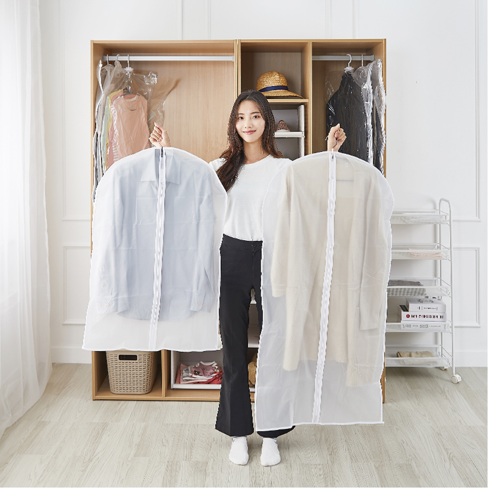 할메이드 옷장 지퍼식 반투명 드레스룸 정장 의류 라운드 옷커버 중 - 상세 이미지 3