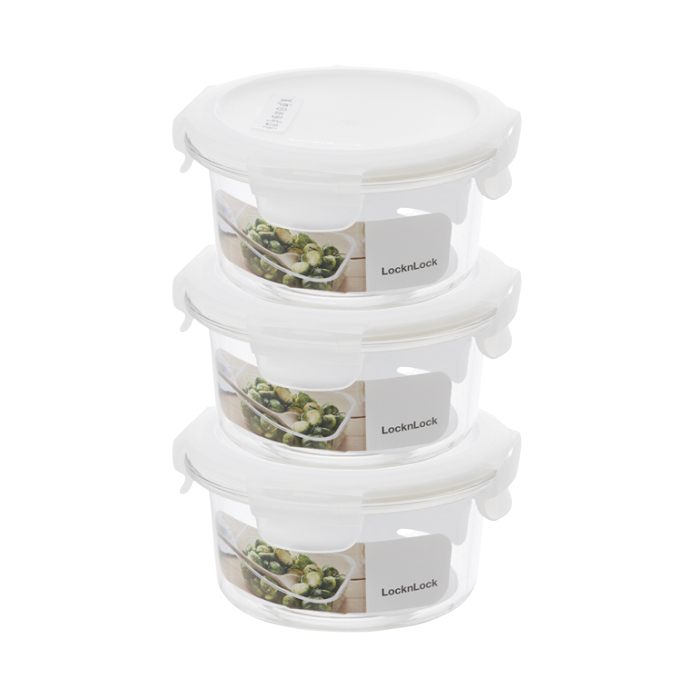 락앤락 비스프리 테이블탑 화이트 밀폐용기 원형 370ml X3개 - 메인 이미지
