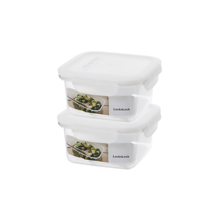 락앤락 비스프리 테이블탑 화이트 밀폐용기 정사각 580ml X2개 - 상품 이미지