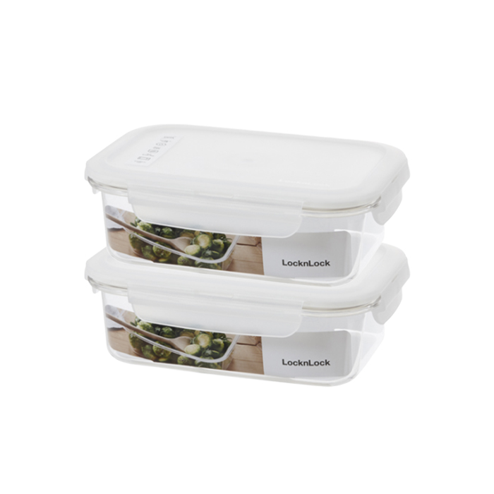 락앤락 비스프리 테이블탑 화이트 밀폐용기 직사각 760ml X2개 - 상품 이미지