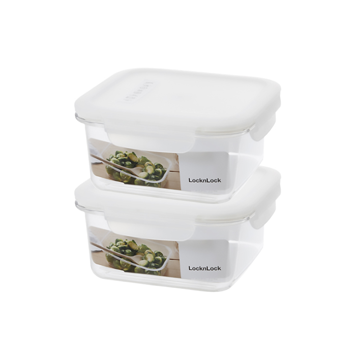 락앤락 비스프리 테이블탑 화이트 밀폐용기 정사각 930ml X2개 - 상품 이미지