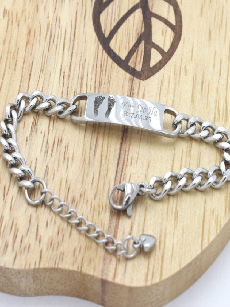 써지컬스틸 아기 발도장 미아방지 팔찌 유아 어린이